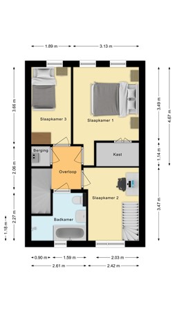 Plattegrond - Maria Lécinastraat 8, 4906 EH Oosterhout - Eerste verdieping.jpg